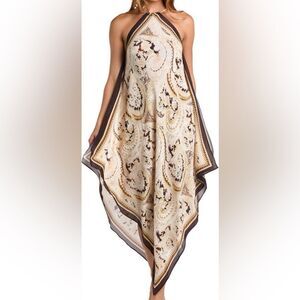 L'AGENCE Elise Paisley Halter Cover-Up Midi Dress